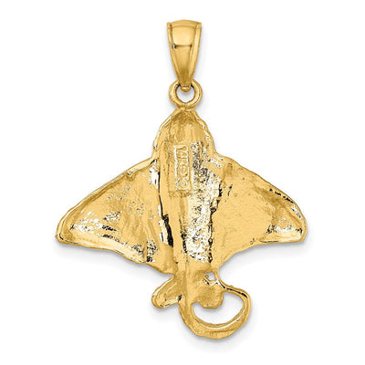 14K Textured Spotted Eagle Ray Charm, 22.55 x 24.5mm
