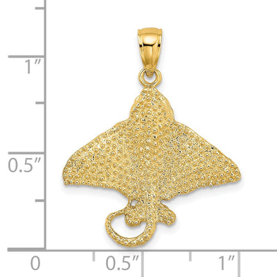 14K Textured Spotted Eagle Ray Charm, 22.55 x 24.5mm