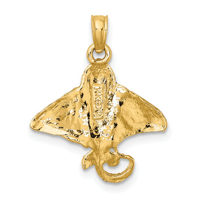 14K Textured Spotted Eagle Ray Charm, 21 x 18mm
