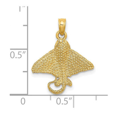 14K Textured Spotted Eagle Ray Charm, 21 x 18mm