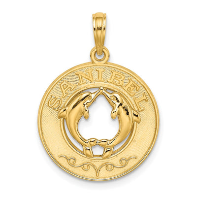 14K SANIBEL w/Dolphins Circle Charm