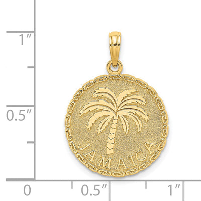 14K Jamaica and Palm Tree Disk Charm, 25.47 x 18.97mm