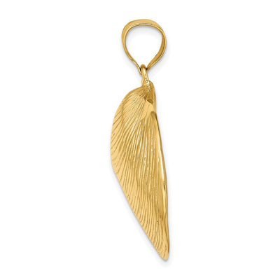 14K Textured Clam Shell Charm, 41 x 29.7mm