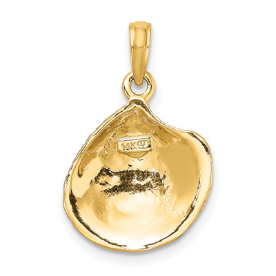 14K Textured Clam Shell Charm, 24 x 15.9mm