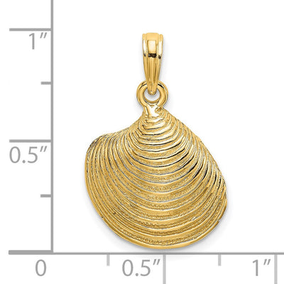 14K Textured Clam Shell Charm, 24 x 15.9mm