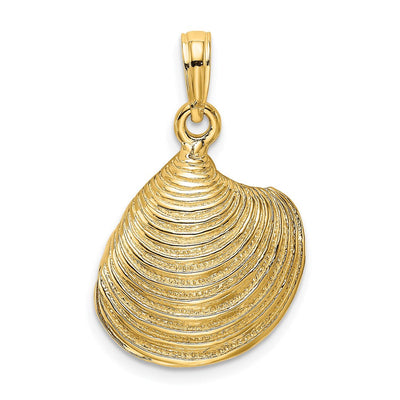 14K Textured and Polished Oyster Shell Charm, 22 x 13mm