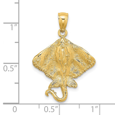 14K Stingray Charm, 27 x 20.8mm