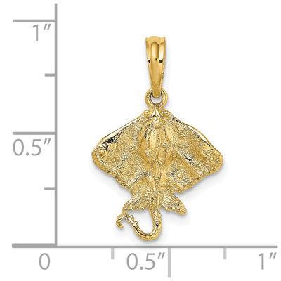 14K Stingray Charm, 22 x 15.25mm