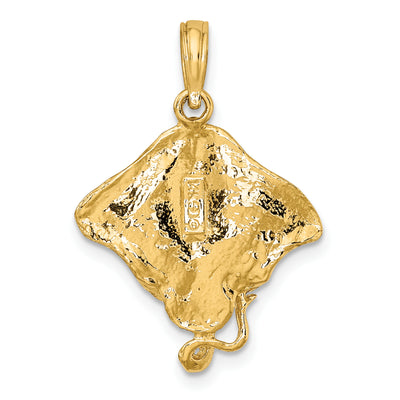 14K Stingray Charm, 25 x 19mm