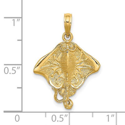 14K Stingray Charm, 25 x 19mm