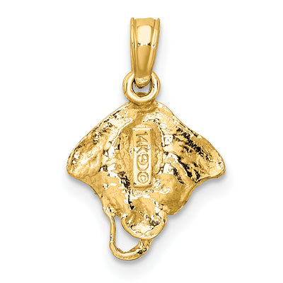 14K Stingray Charm, 16 x 11.55mm