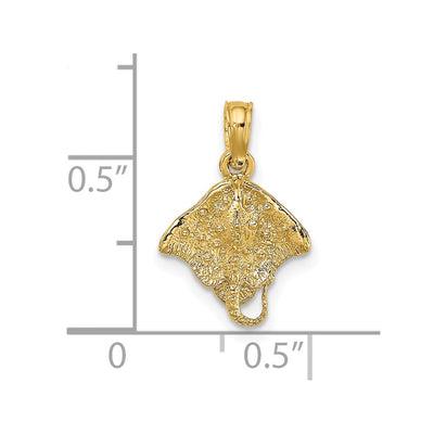 14K Stingray Charm, 16 x 11.55mm