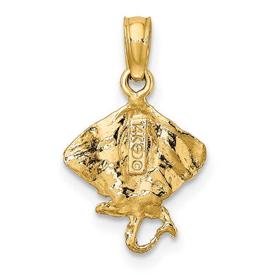 14K Stingray Charm, 17 x 11mm
