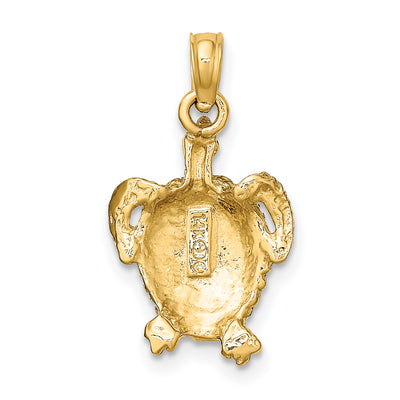 14K Textured Sea Turtle Charm, 23 x 11.65mm