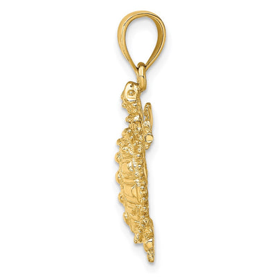 14K Land Turtle Charm, 27 x 12.5mm