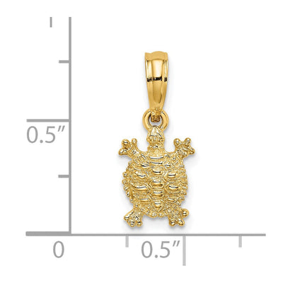 14K Land Turtle Charm, 19 x 7.8mm