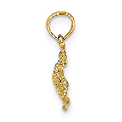 14K Textured Sea Turtle Charm, 16 x 11.85mm