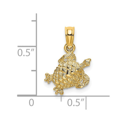 14K Textured Sea Turtle Charm, 16 x 11.85mm