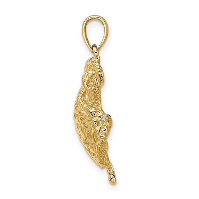 14K Textured Sea Turtle Charm, 30 x 26.4mm