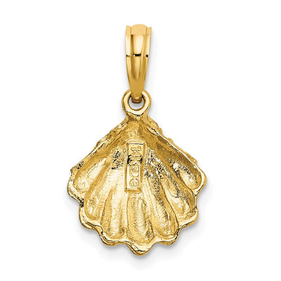 14K Textured Oyster Shell Charm, 17 x 12.6mm