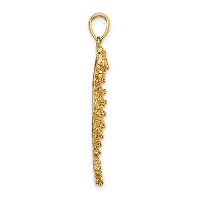 14K Textured Seahorse Charm, 25.15 x 11.15mm