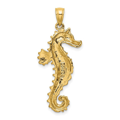 14K Textured Seahorse Charm, 25.15 x 11.15mm