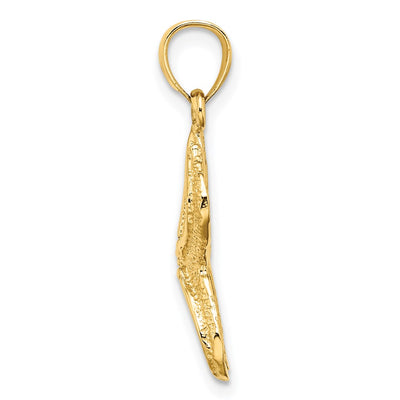14K Textured Starfish Charm, 23 x 12.1mm
