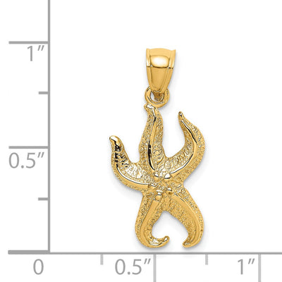 14K Textured Starfish Charm, 23 x 12.1mm