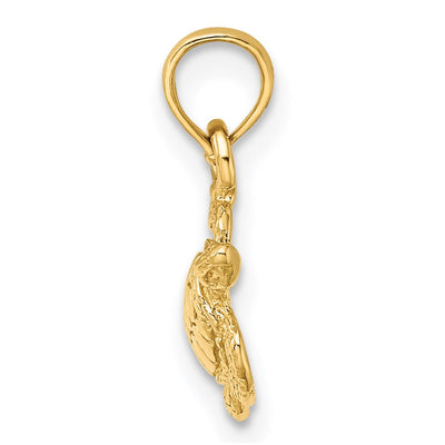 14K Textured Sea Turtle Charm, 13 x 11.15mm