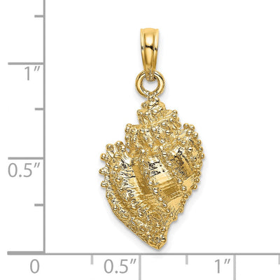 14K Textured Conch Shell Charm, 29 x 12.9mm