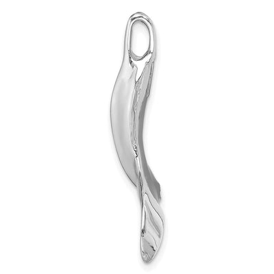14K White Gold 3-D Polished Whale Tail Chain Slide, 30 x 26mm