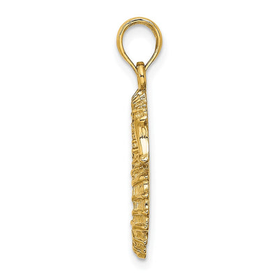 14K Textured Seahorse Charm, 28 x 12.2mm