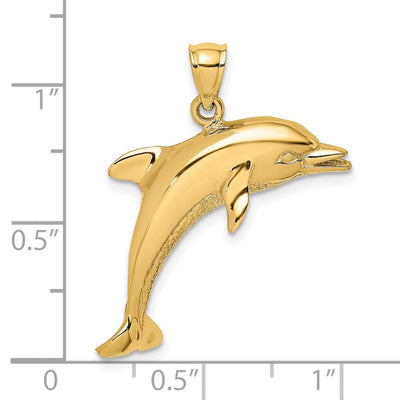 14K Polished Jumping Dolphin Charm, 28 x 32.1mm