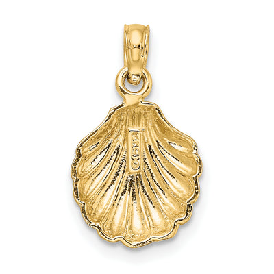 14K Polished Scallop Shell Charm, 19 x 11.05mm