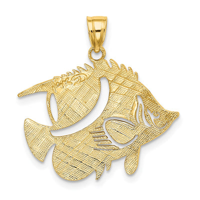 14K Fish Charm, 17 x 23.5mm