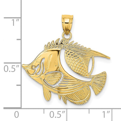 14K Fish Charm, 17 x 23.5mm