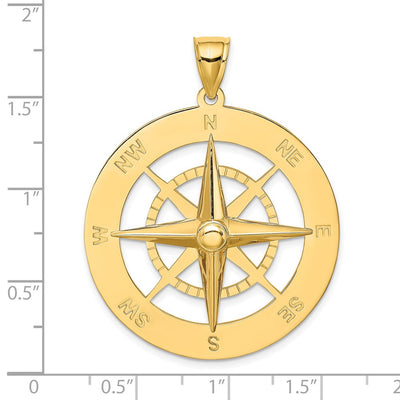 14K Nautical Compass Charm, 41.5 x 33mm