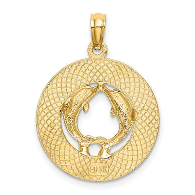 14K TURKS AND CAICOS w/ Dolphins Circle Charm