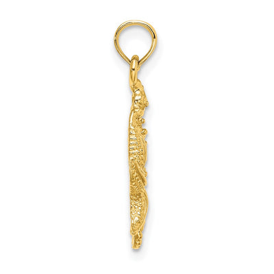 14K Starfish and Seahorse Charm, 25 x 14.7mm
