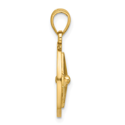 14K Nautical Compass Charm, 26 x 18mm