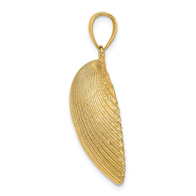 14K Textured Scallop Shell Charm, 37 x 23.05mm