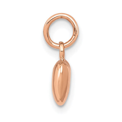 14K Rose Polished 3-D Puffed Heart Charm, 14 x 7mm