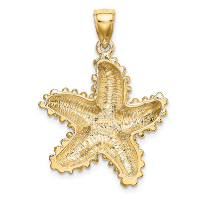 14K Textured Starfish Charm, 31 x 24.2mm