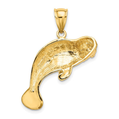 14K 2-D /Polished Swimming Manatee Charm