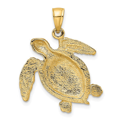 14K Swimming Sea Turtle Charm