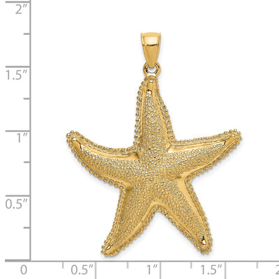 14K Textured Starfish Charm, 42 x 35.8mm