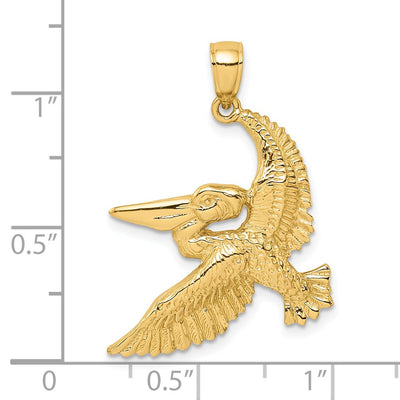 14K Flying Pelican Charm, 28.3 x 24.2mm