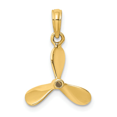 14K 3-D w/ 3 Blades Propeller Charm, 19.85 x 14.4mm