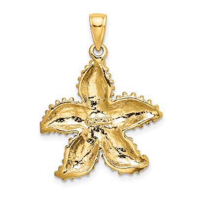 14K Textured Starfish Charm, 28 x 22.8mm