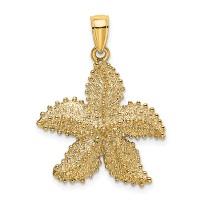 14K Textured Starfish Charm, 28 x 22.8mm